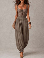 Women's Two-Piece Lace Top and Skirt Set for Parties and Events - Gray
