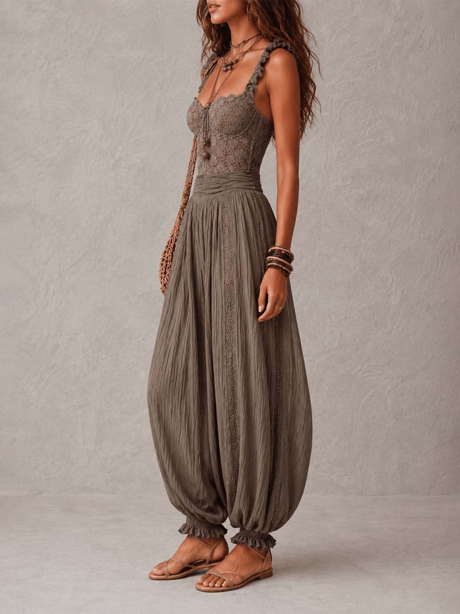 Women's Two-Piece Lace Top and Skirt Set for Parties and Events