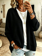Women's Soft Knit Cardigan Coat - Black