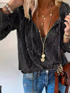 Women's Lace Tie-Neck Blouse