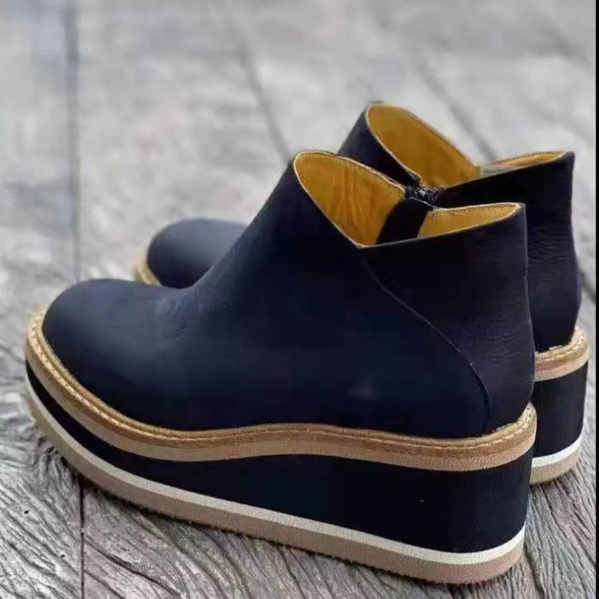 Women's Comfortable Platform Wedge Ankle Boots for Fall and Winter