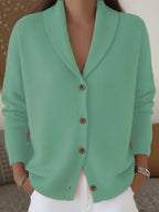 Women's Soft Knit Lapel Cardigan - Light Green