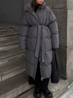 Women's Long Belted Puffer Coat