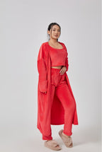Women's Warm and Cozy 3-Piece Winter Pajama Set - Red