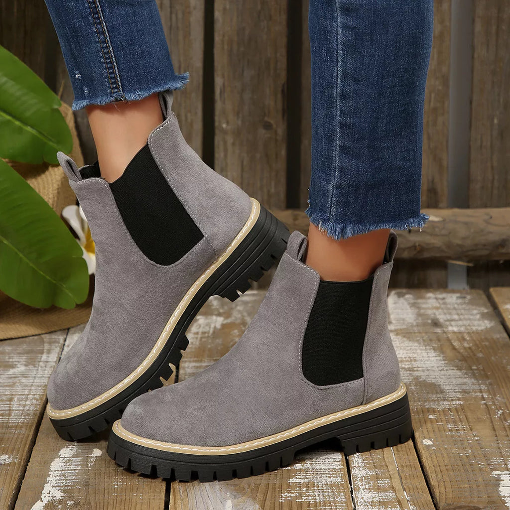 Women's Comfortable Block Heel Round Toe Ankle Boots for Fall and Winter