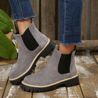 Women's Comfortable Block Heel Round Toe Ankle Boots for Fall and Winter