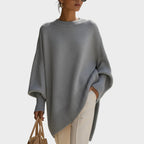Women's Oversized Asymmetric Knit Cape - Charcoal Gray