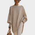 Women's Oversized Asymmetric Knit Cape - Beige
