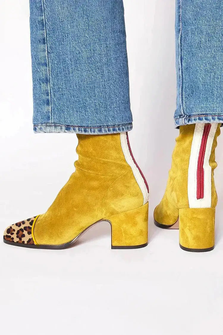 Women's Stable Heel Ankle Boots - Yellow