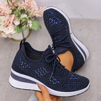 Women's Orthopedic Walking Sneakers Comfortable All-Day Wear - Dark Blue