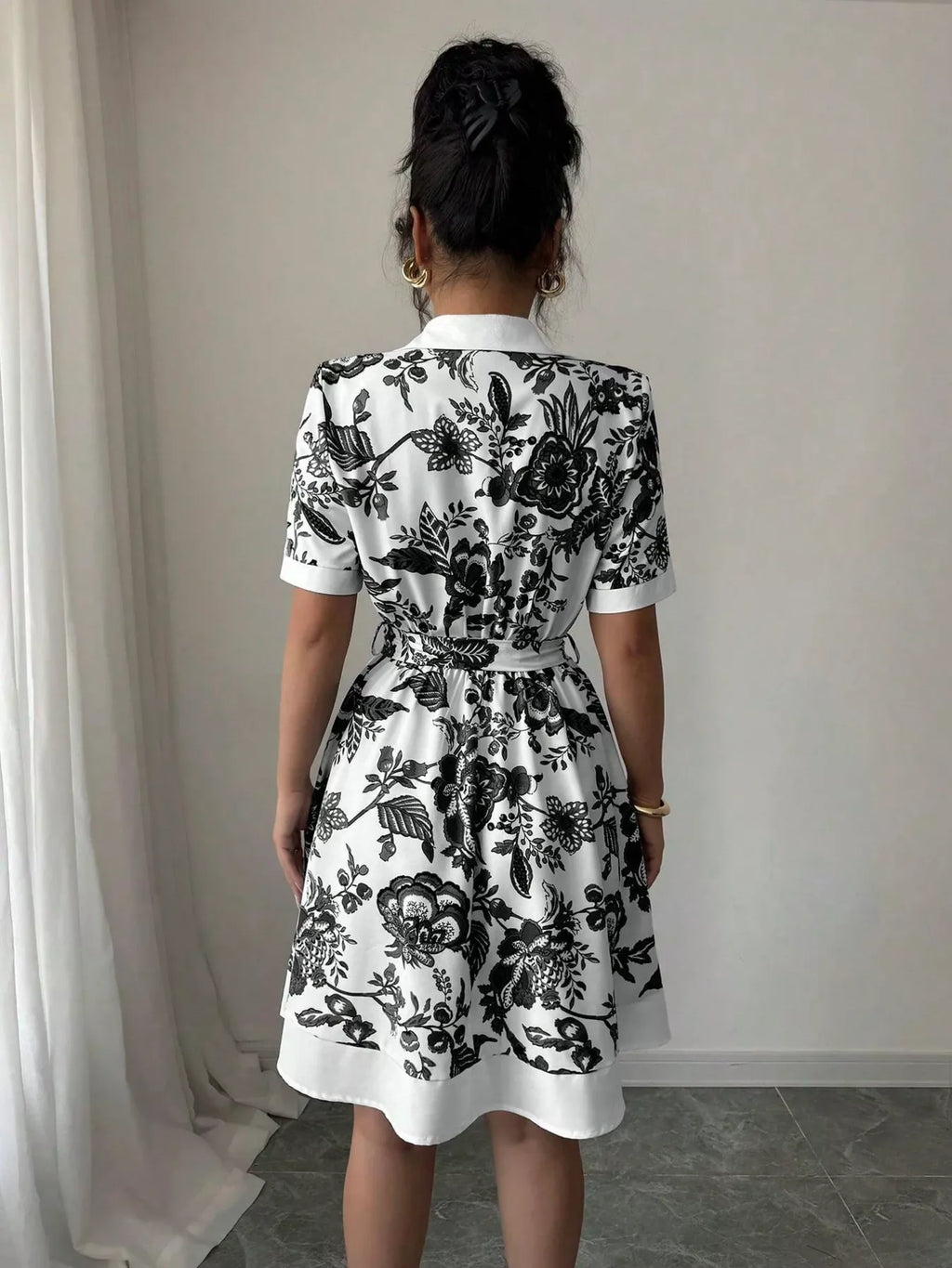 Women's Printed Button-Front Mini Dress