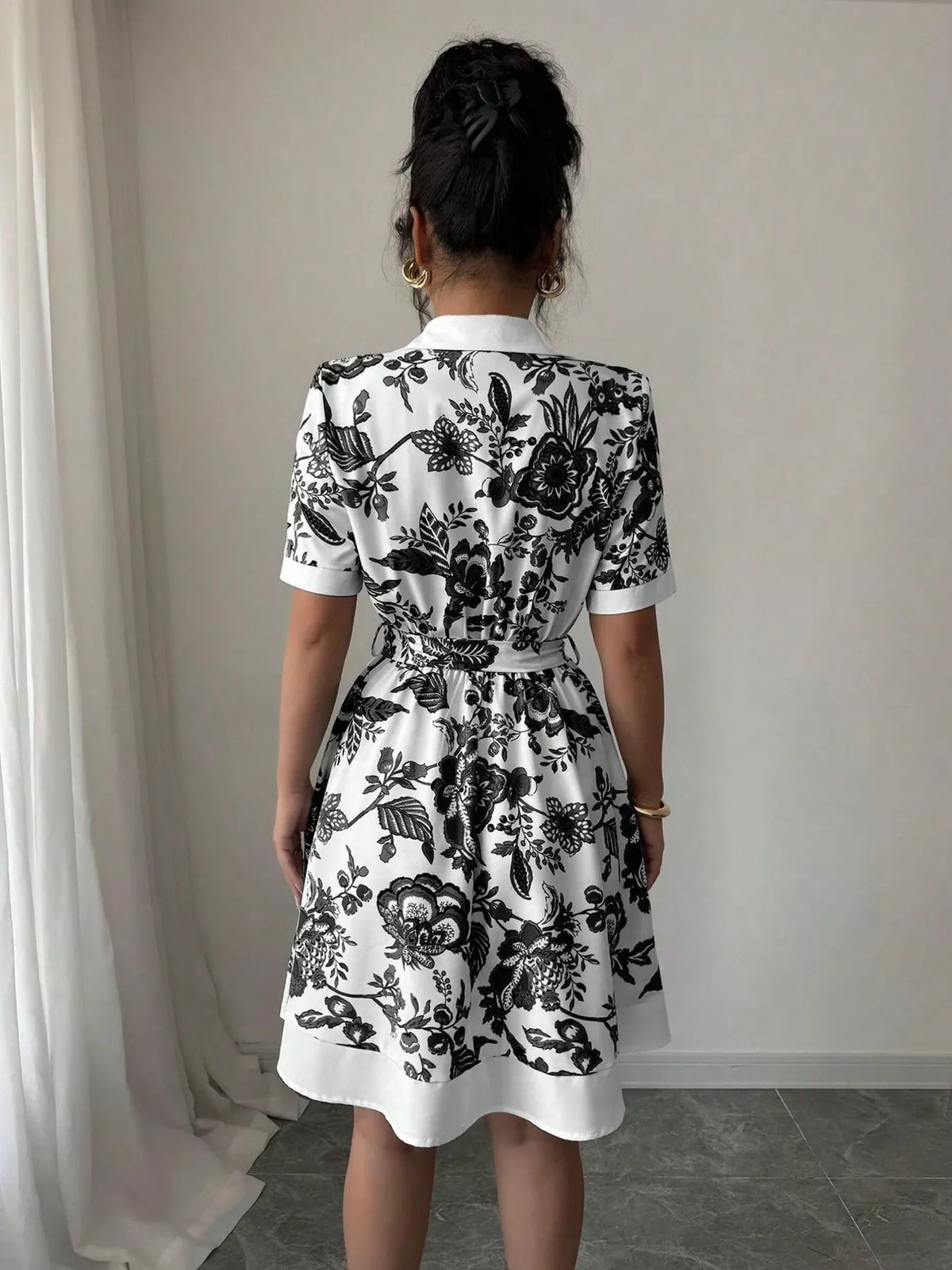 Women's Printed Button-Front Mini Dress
