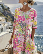 Women's Loose Lightweight Floral Midi Dress