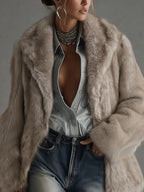Women's Oversized Taupe Faux Fur Coat