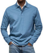 Men's Long Sleeve Polo Shirt - Blue