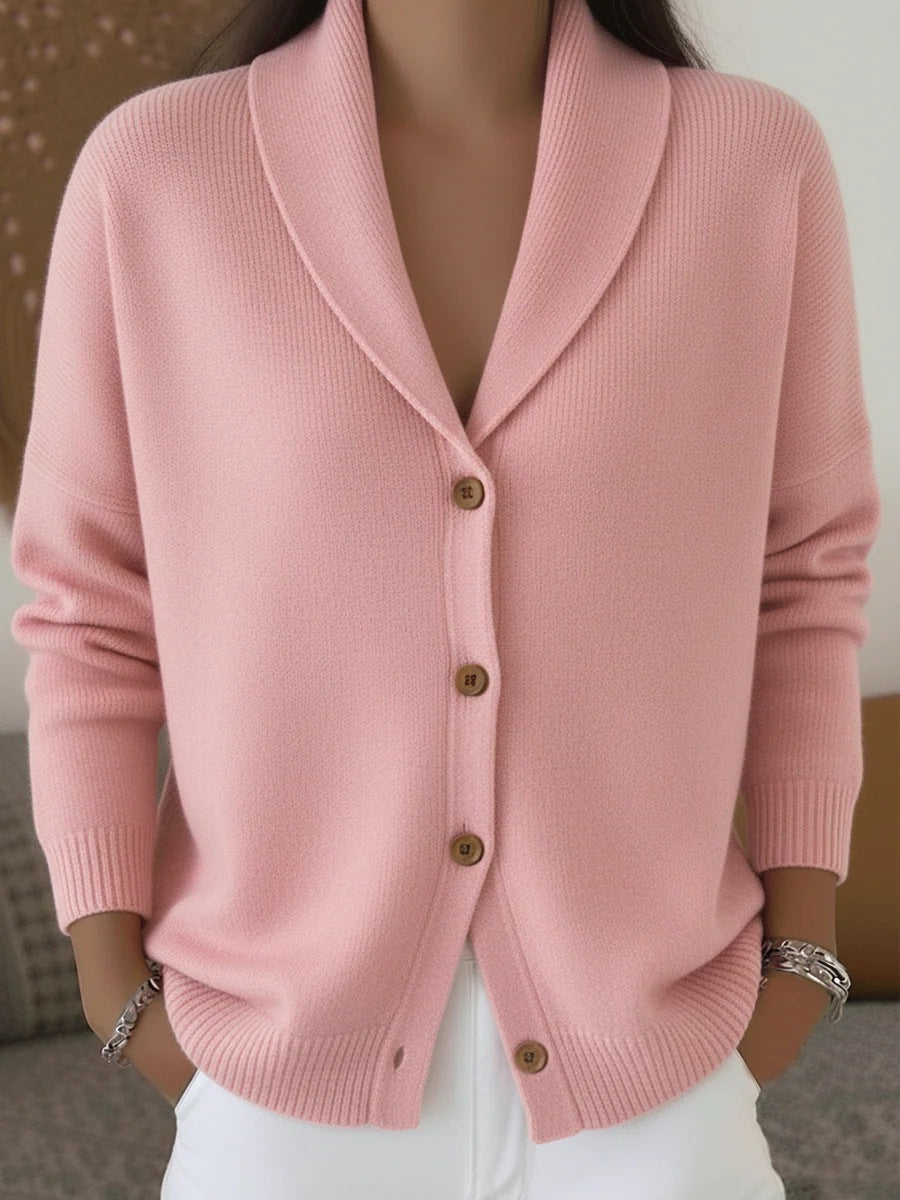 Women's Soft Knit Lapel Cardigan - Pink