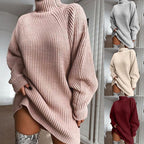 Women's Turtleneck Knit Sweater Dress for Winter