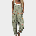 Women's Sage Green Wildflower Overalls