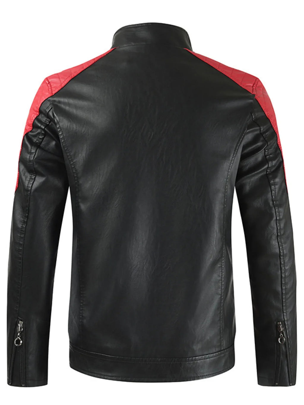 Men's Color Block Faux Leather Jacket Plus Size