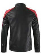 Men's Color Block Faux Leather Jacket Plus Size