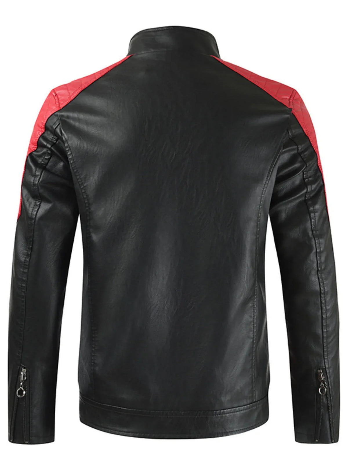 Men's Color Block Faux Leather Jacket Plus Size