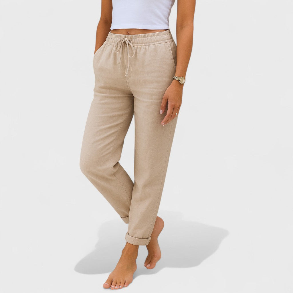 Women's Linen Pants - Beige