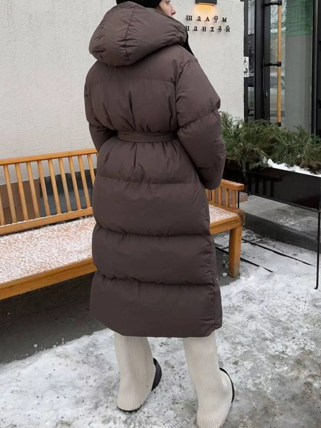 Women's Long Belted Puffer Coat