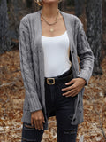 Women's Chunky Cable Knit Button-Up Cardigan - Blue