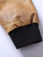 Men's Leather Jacket with Sherpa Collar Plus Size