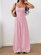 Women's Spaghetti Strap Wide-Leg Jumpsuit - Pink