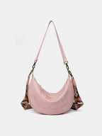 Women's Leather Crossbody Bag with Removable Strap - Pink