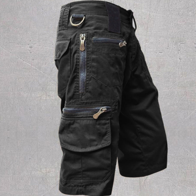 Men's Versatile Cargo Shorts with Pockets - Black