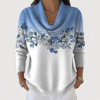 Women's Floral Turtleneck Sweater - Blue