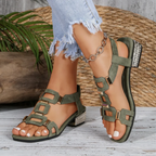 Women's Comfortable Heeled Sandals - Green
