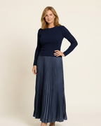 Women's Maxi Dress with Knit Top and Pleated Skirt