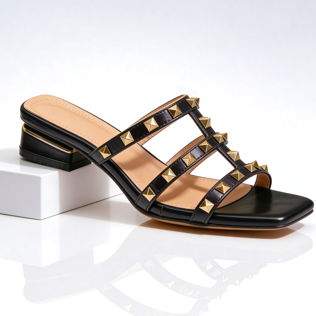 Women's Embroidered Sandals - Black