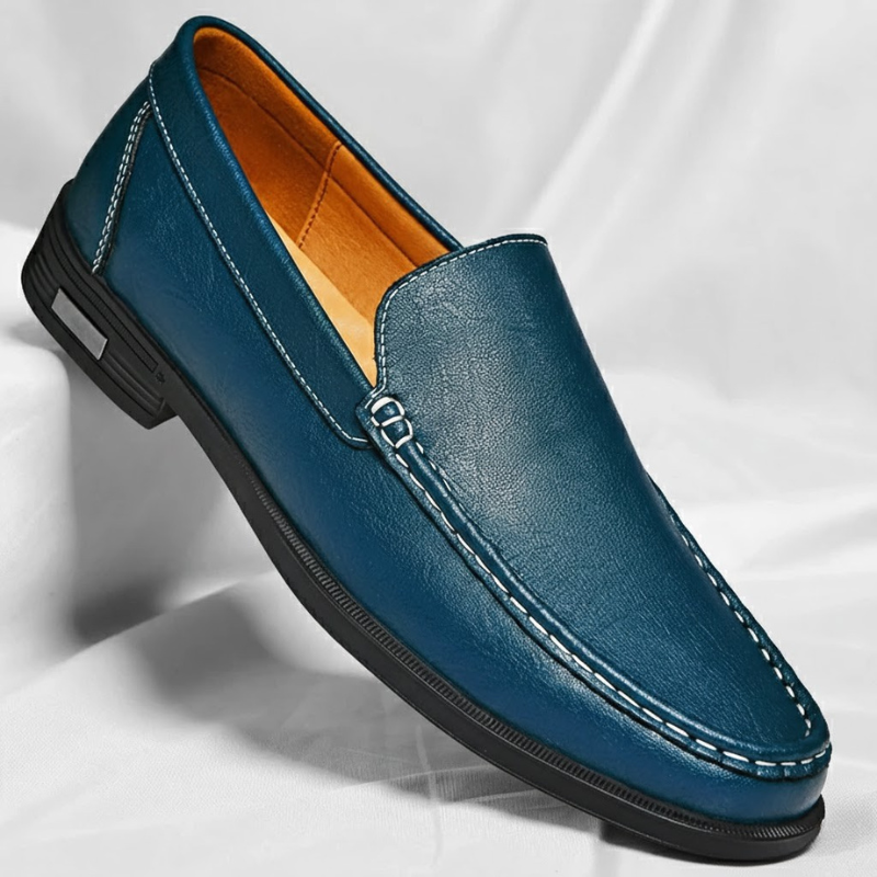 Men's Italian Leather Loafers - Blue