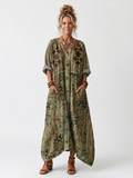 Women's Oversized Button-Front Midi Dress with Pockets