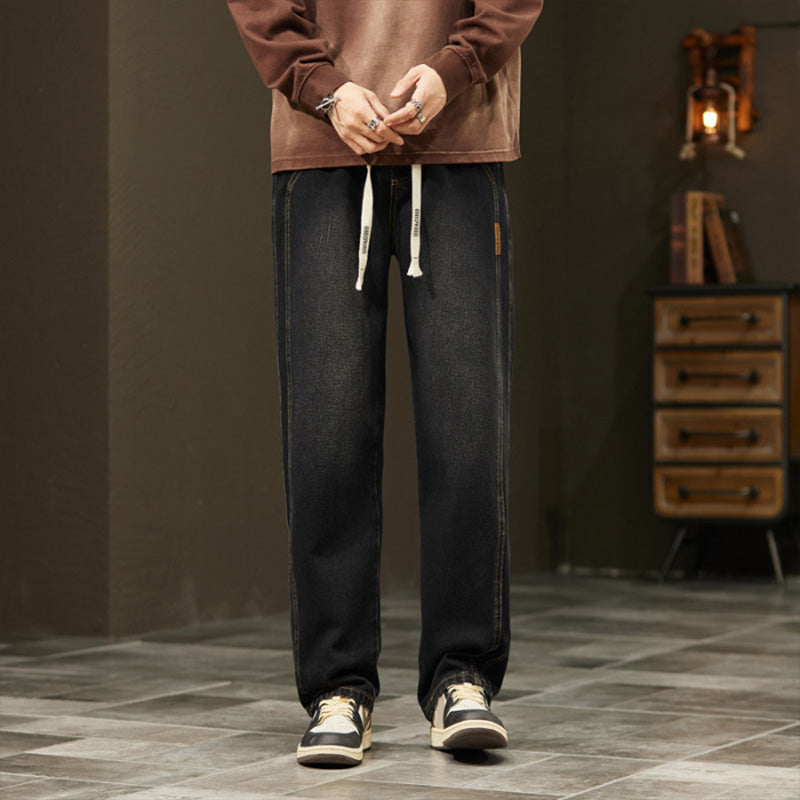 Men's Wide Straight-Leg Jeans - Black