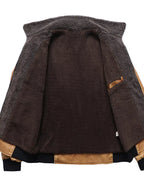 Men's Leather Jacket with Sherpa Collar Plus Size