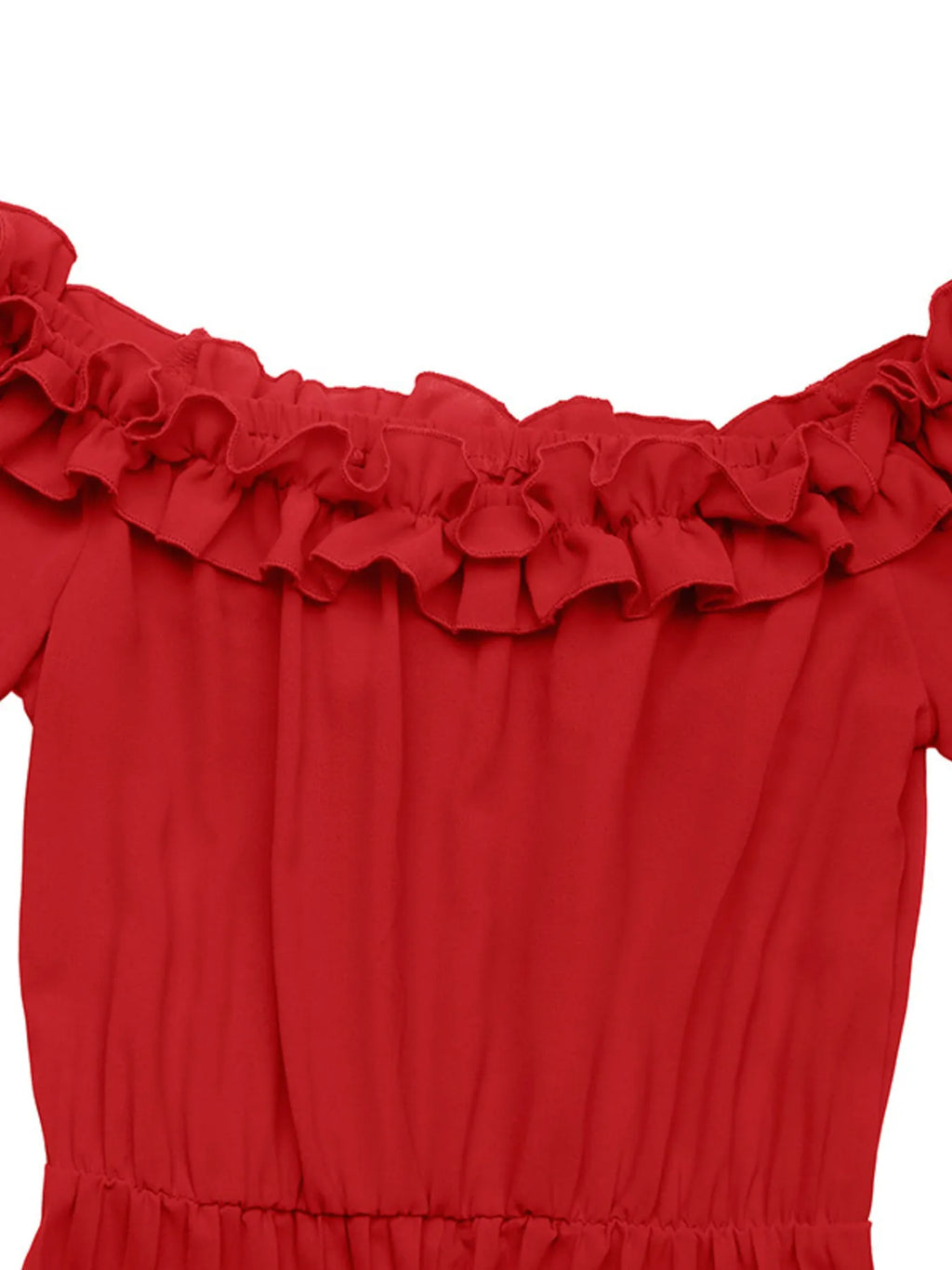 Women's Pleated Off-Shoulder Ruffle Midi Dress