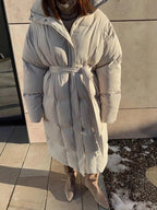 Women's Long Belted Puffer Coat
