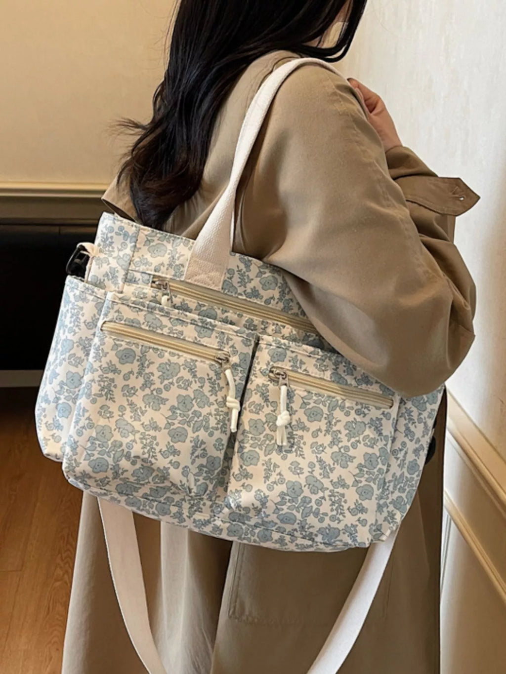Women's Floral Crossbody Bag with Multiple Pockets