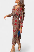 Women's V-Neck Knot-Front Maxi Dress