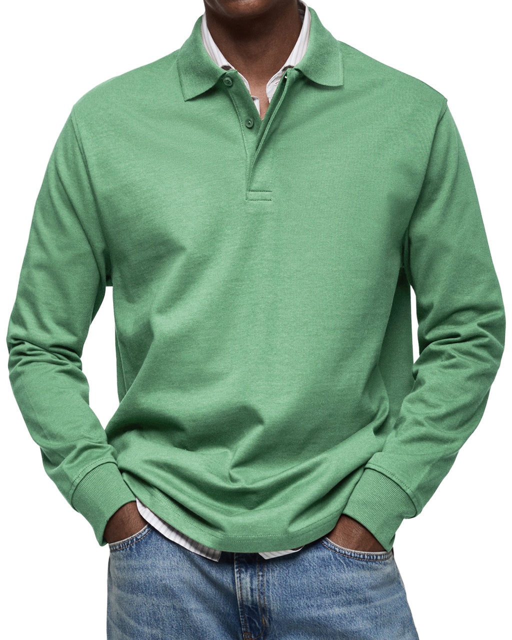 Men's Long Sleeve Polo Shirt - Green