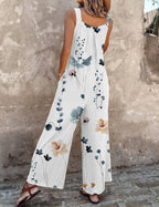 Women's Black Overalls with Large White Daisy