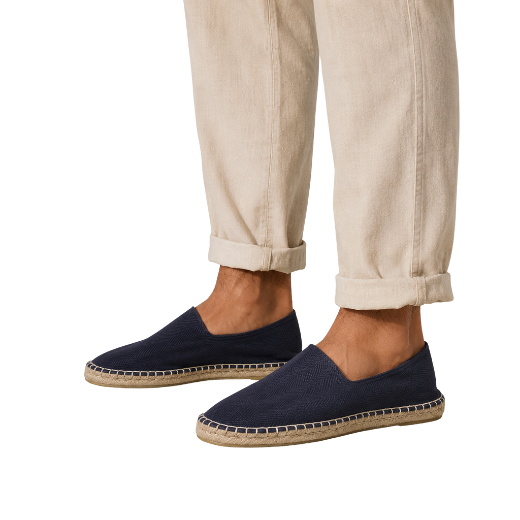 Men's Navy Blue Espadrille Shoes - Navy