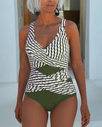 Women's Crossover One-Piece Swimsuit - Green