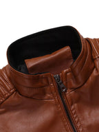 Men's Zip-Up Biker Jacket Plus Size