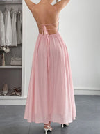 Women's Textured Sweetheart Neck Open-Back Dress